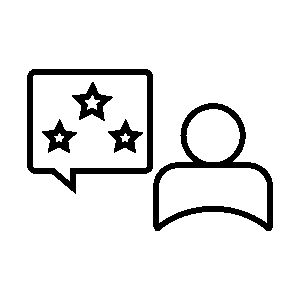 icon for customer experience human icon with 3 stars