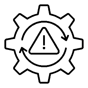 icon of process inefficiency a gear with a hazard logo
