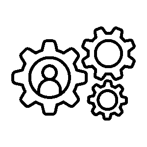 alt text for integration 3 gear logos with a human icon in one of the gears