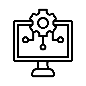 icon for machine learning gear icon on top of monitor