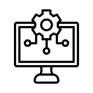 icon for machine learning gear icon on top of monitor