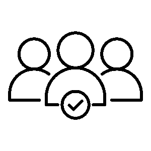 icon for talent gap, three human icons with a check mark